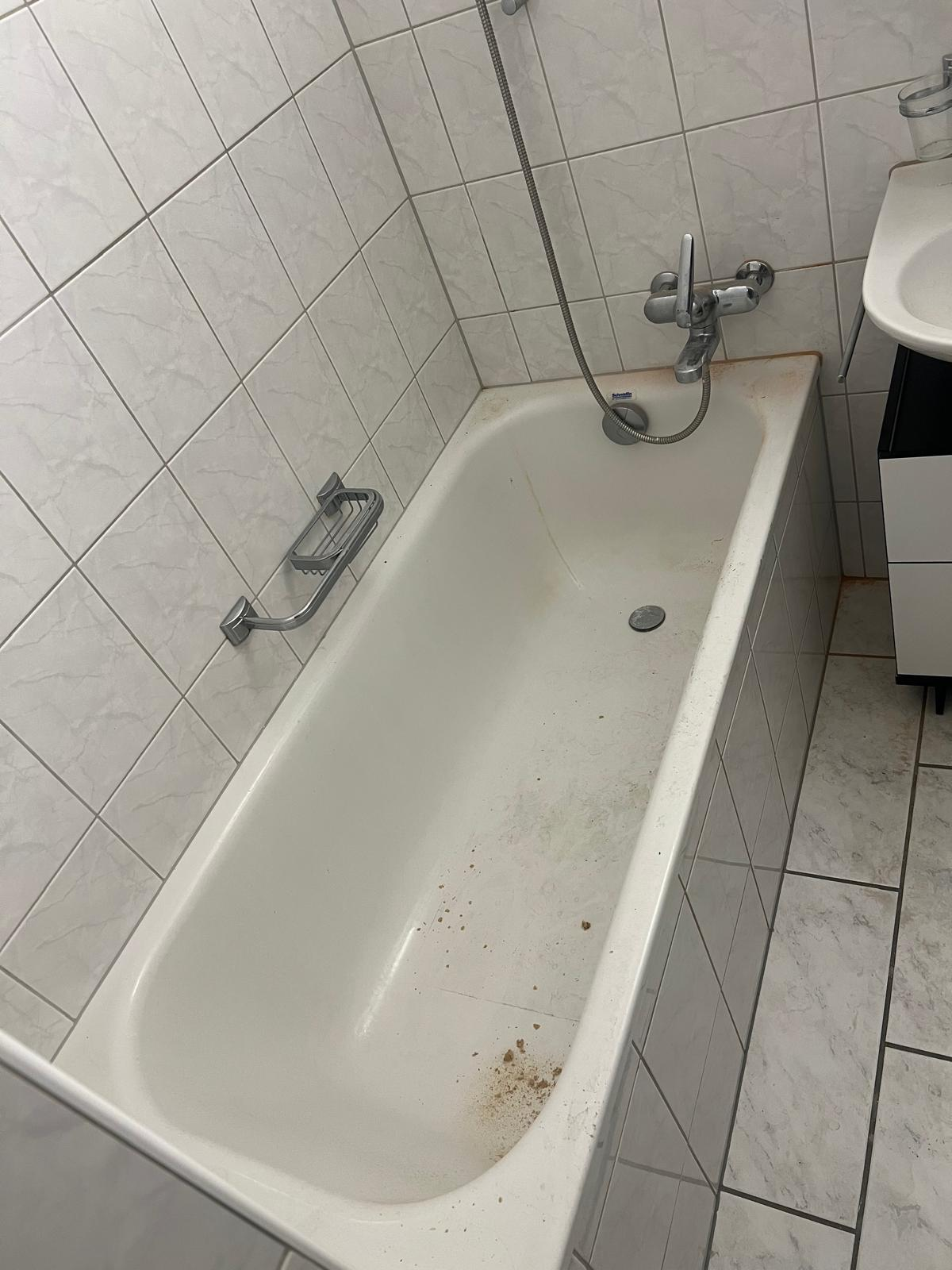 Badewannenreinigung vor der Reinigung