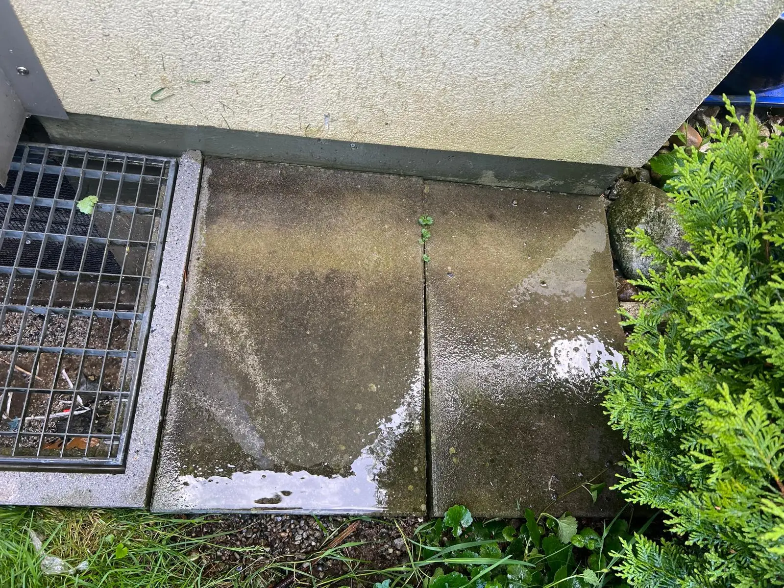 Steinplattenreinigung vor der Reinigung
